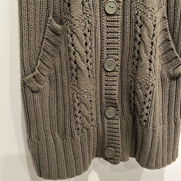 DKNY Jeans short sleeve midi cardigan knit sweater green medium button front - Picture 6 of 10